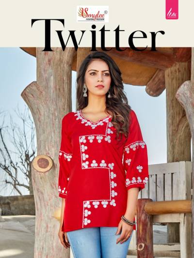 Twitter By Rung Fancy Western Wear Embroidery Short Kurtis